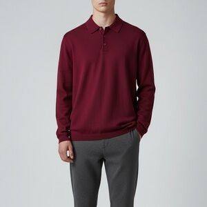 Weatherproof Vintage Maroon Burgundy Polo Knit Sweater Cotton Cashmere XL New